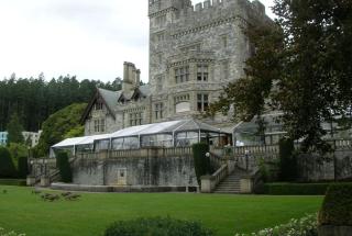 Clear tent outside the castle