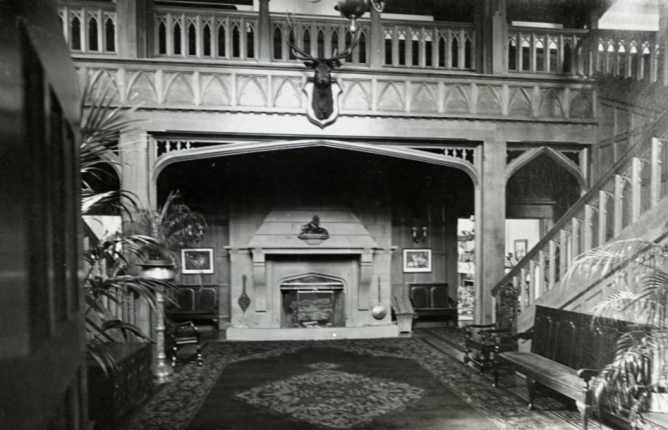 Archival photo of inside Hatley Castle